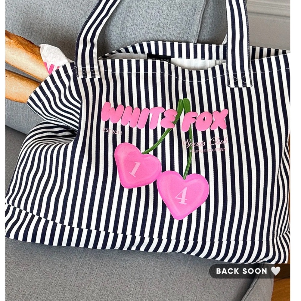 White Fox Boutique Trinity Blue striped tote bag. New with tags